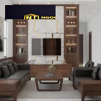 Xưởng Nội Thất Ngọc Thịnh - Vách ngăn phòng khách có bàn thờ